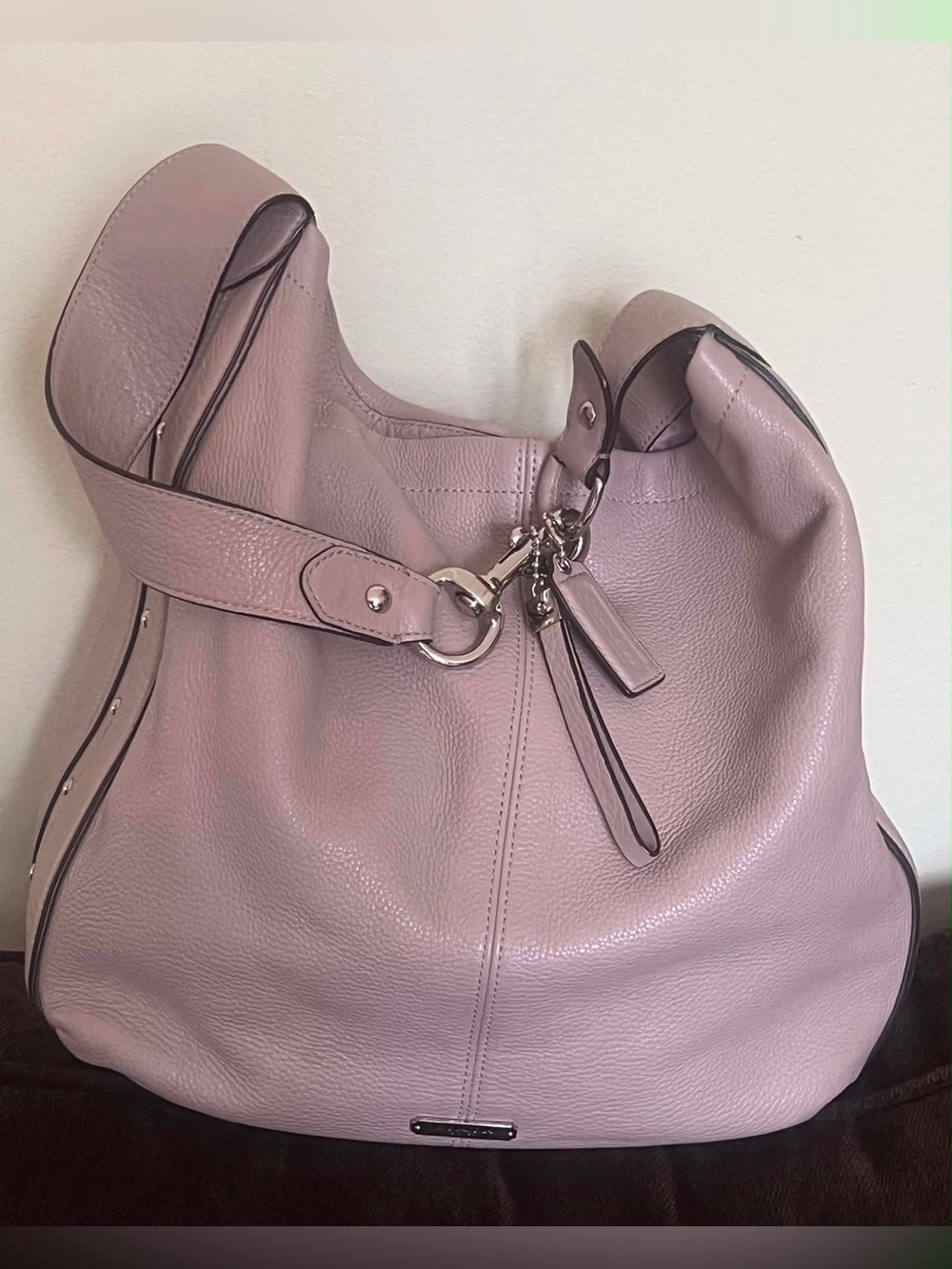 Coach Taupe Pebble Leather Hobo Bag